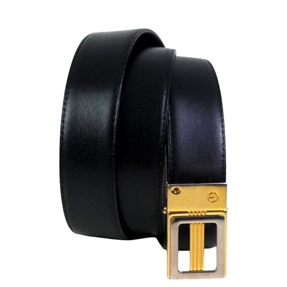 Goldlion BLACK BROWN REAL LEATHER 1 1/8"Wd REVERS CASUAL DRESS BELT Sz 36 (B4 - Picture 1 of 16